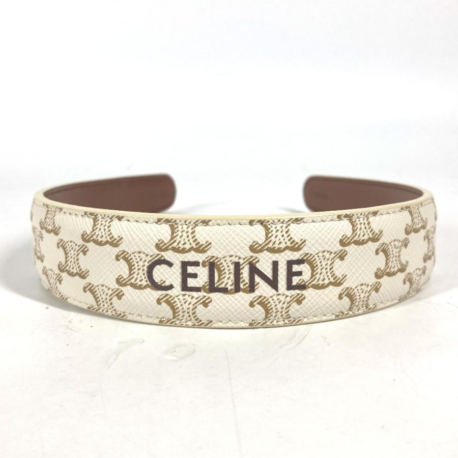 未使用 CELINE セリーヌ トリオンフ ロゴ ヘアアクセサリー ヘッドバンド  カチューシャ ホワイト レディース【中古】 | CELINE | 02