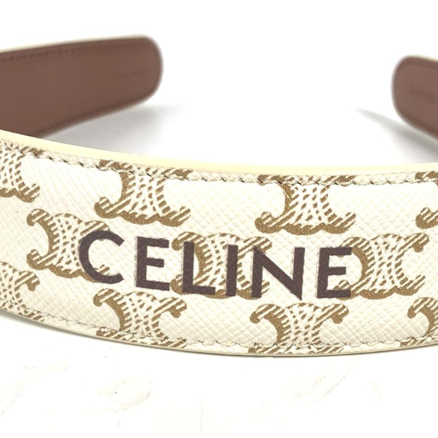 未使用 CELINE セリーヌ トリオンフ ロゴ ヘアアクセサリー ヘッドバンド  カチューシャ ホワイト レディース【中古】 | CELINE | 03