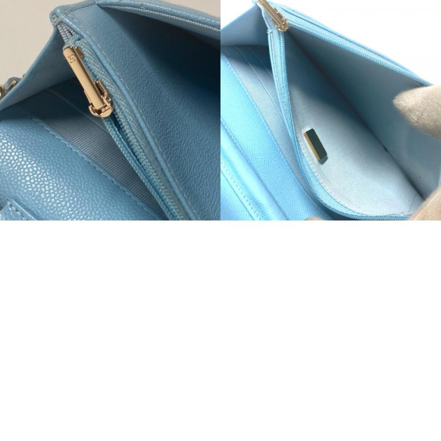 CHANEL シャネル AP0250 マトラッセ タイムレスクラシック チェーンウォレット カバン 長財布 ショルダーバッグ ライトブルー【中古】 | CHANEL | 09