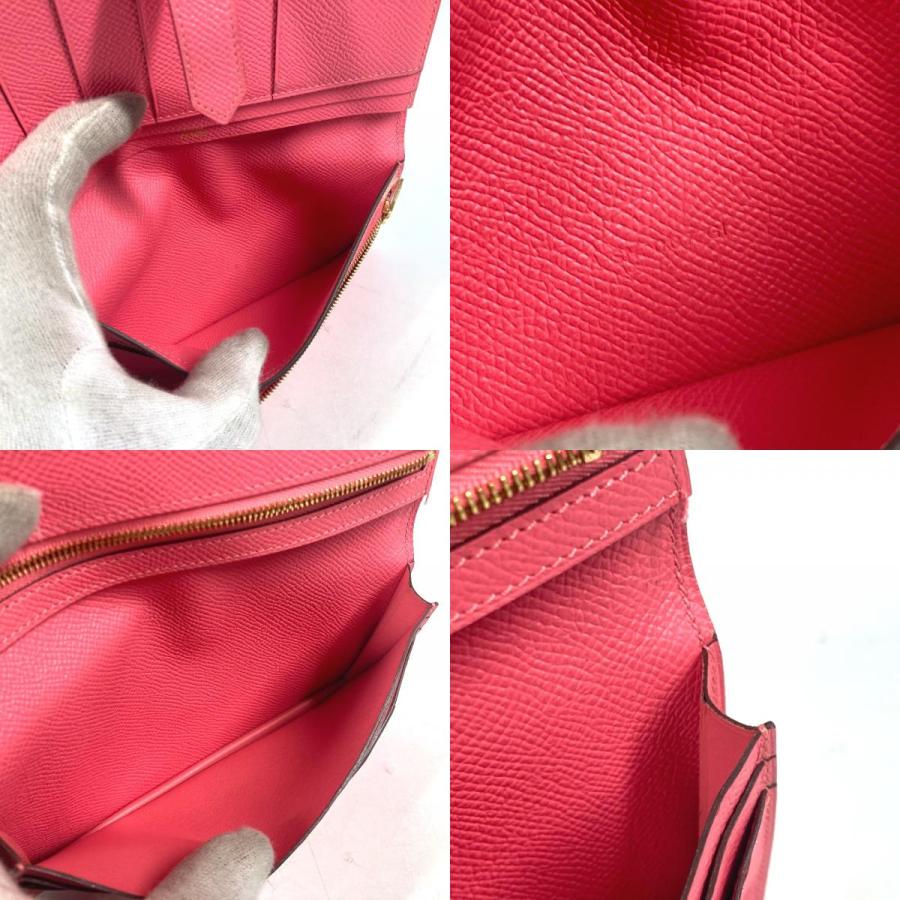 美品 HERMES エルメス ベアンスフレ 2つ折り ロングウォレット Hロゴ 長財布 ローズアザレ ピンク ユニセックス【中古】 | HERMES | 08