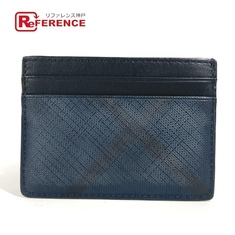 【新品未使用】BURBERRY ネイビー レザー 名刺入れ BURBERRY（バーバリー） 美品 チェック 名刺入れ パスケース カード