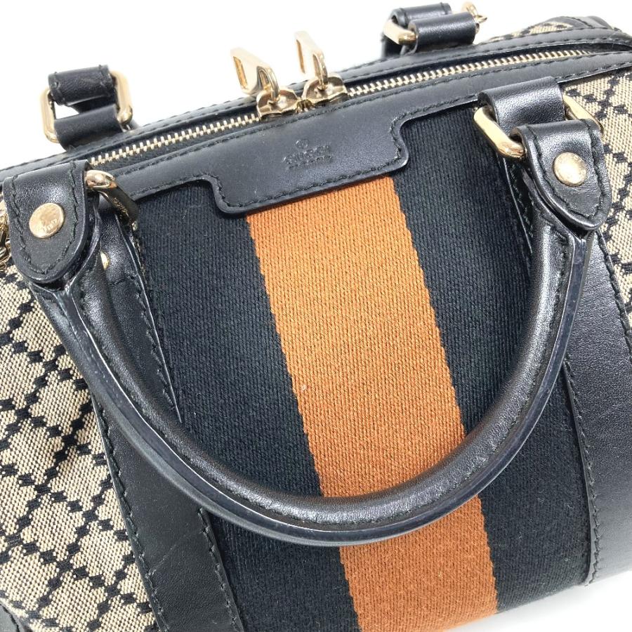 美品 GUCCI グッチ ストライプ ロゴ 2WAYバッグ ハンドバッグ ミニ