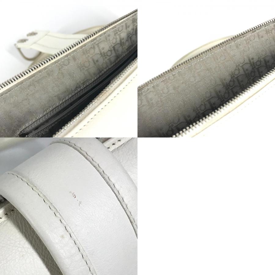 Dior ディオール Dロゴ  カバン トップハンドル ミニボストンバッグ 横長バッグ Ｄバックル ハンドバッグ ホワイト レディース【中古】 |  | 09