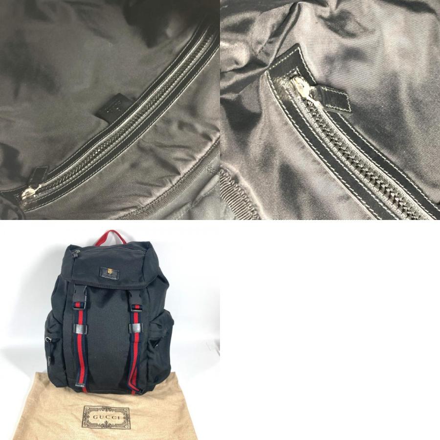 GUCCI グッチ 429037 エンブロイダリー タイガー バックパック  シェリーライン カバン ウェブライン シェリーライン  リュックサック ブラック メンズ【中古】 | GUCCI | 09