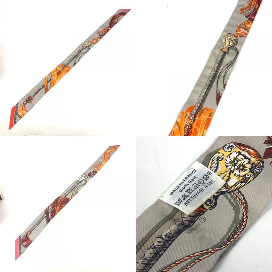 美品 HERMES エルメス ツイリー ツィリー Twilly  バンドースカーフ スカーフ グレー レディース【中古】 | HERMES | 08