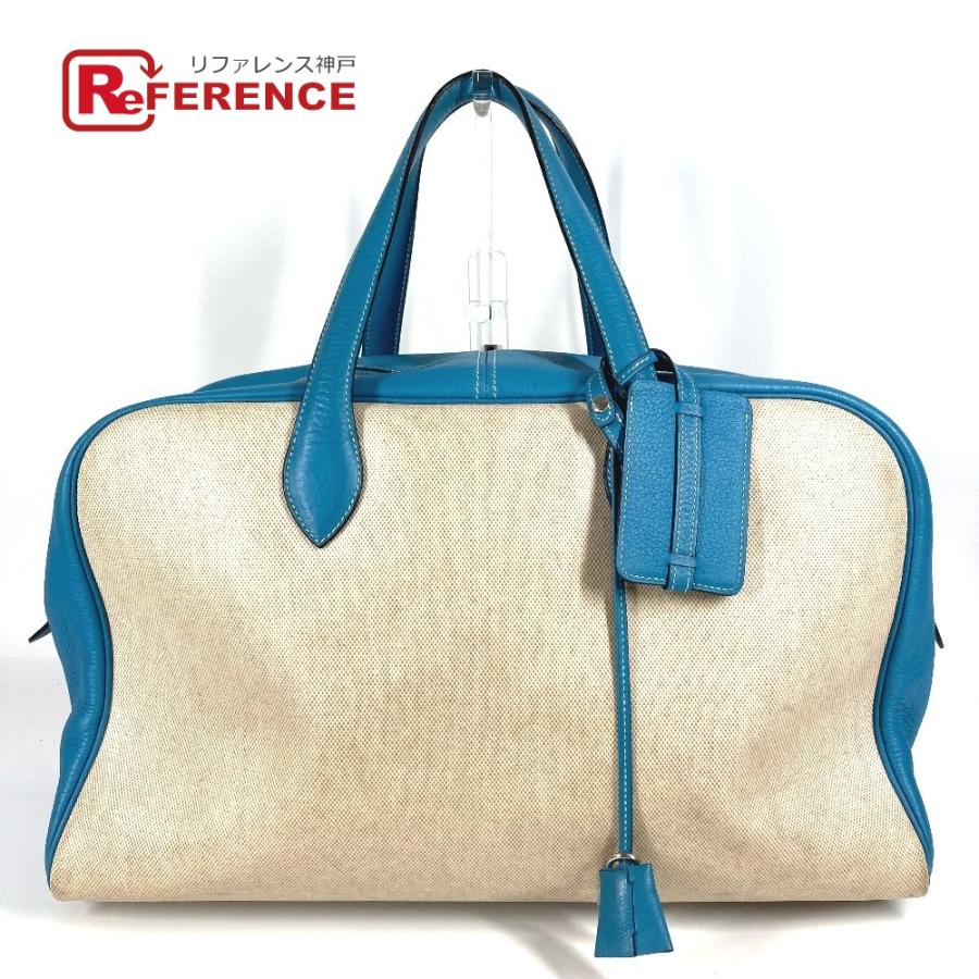 HERMES エルメス ヴィクトリア 43 ヴィクトリア43 ショルダーバッグ カバン 肩掛け トラベルバッグ ボストンバッグ ブルージーン【中古】 | HERMES