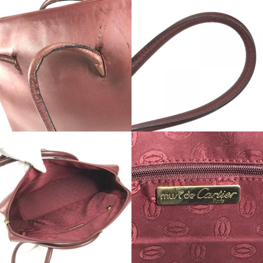 CARTIER カルティエ マルチェロ トートバッグ ビジネスバッグ ビッグバッグ ボストンバッグ ショルダーバッグ ワインレッド 【中古】 | Cartier | 08