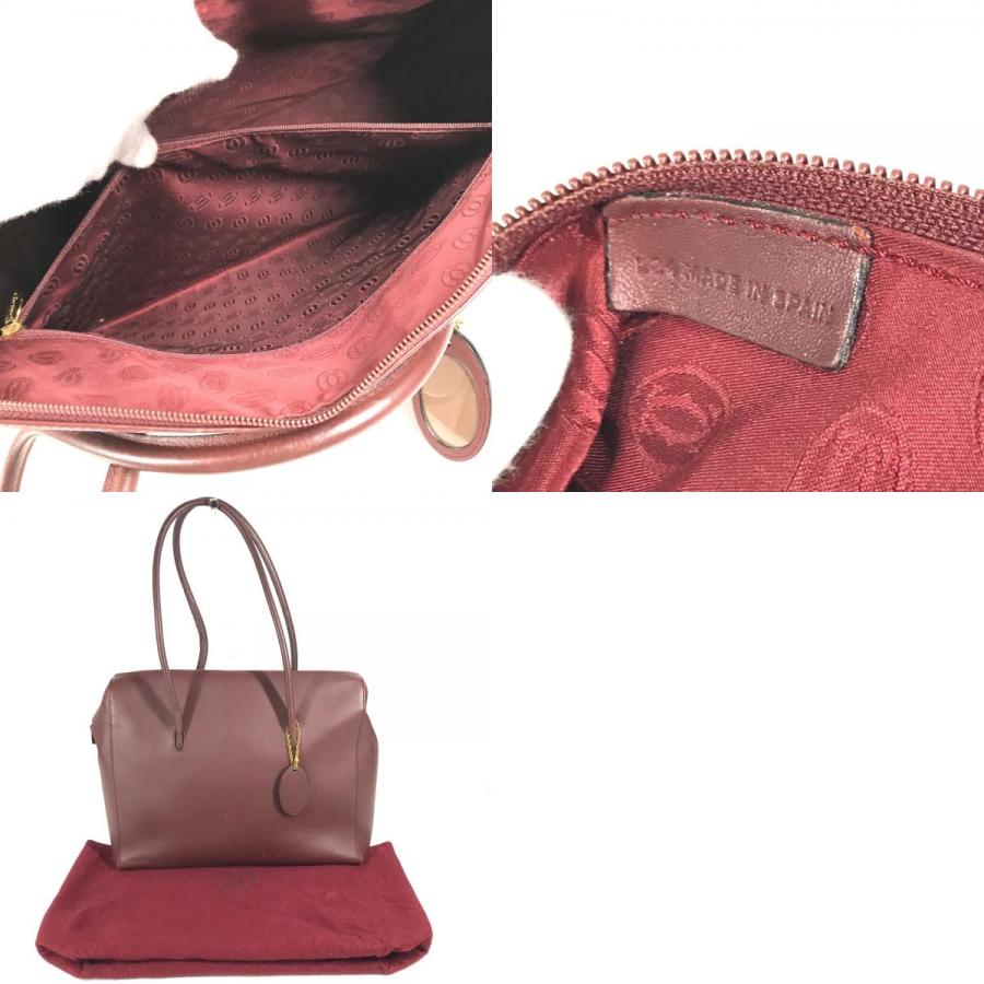 CARTIER カルティエ マルチェロ トートバッグ ビジネスバッグ ビッグバッグ ボストンバッグ ショルダーバッグ ワインレッド 【中古】 | Cartier | 09