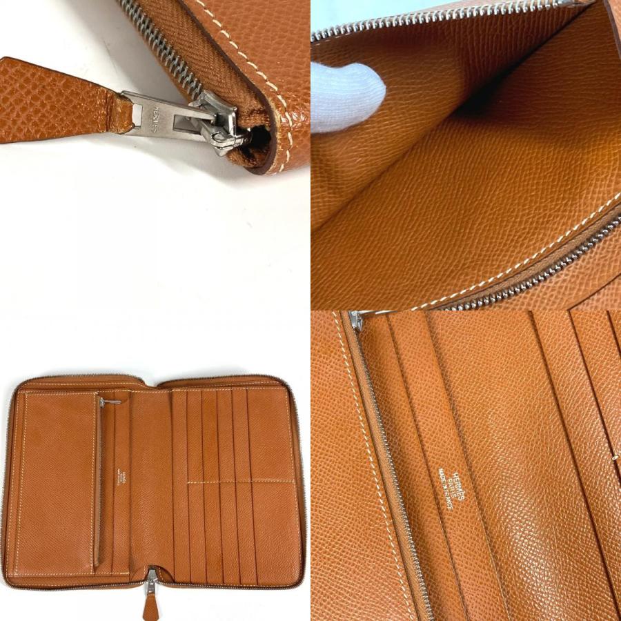 HERMES エルメス アザップ コンバイン ロングウォレット ラウンドファスナー トラベルケース 長財布 ゴールド ユニセックス【中古】 | HERMES | 08