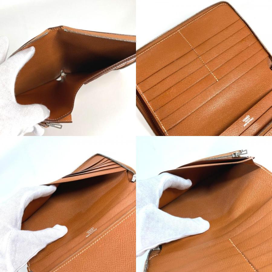 HERMES エルメス アザップ コンバイン ロングウォレット ラウンドファスナー トラベルケース 長財布 ゴールド ユニセックス【中古】 | HERMES | 09