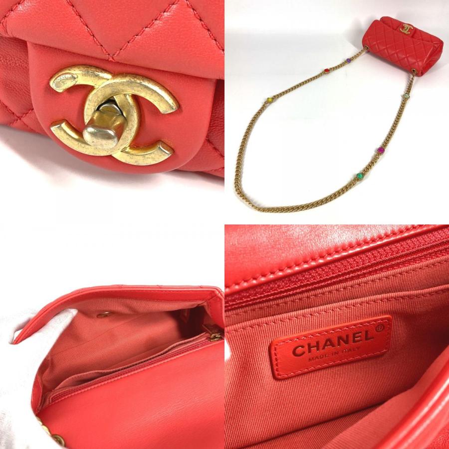 美品 CHANEL シャネル AS2380 CC ココマーク マトラッセ ビジュー Wチェーンバッグ 斜め掛け カバン フラップ ショルダーバッグ【中古】 | CHANEL | 07