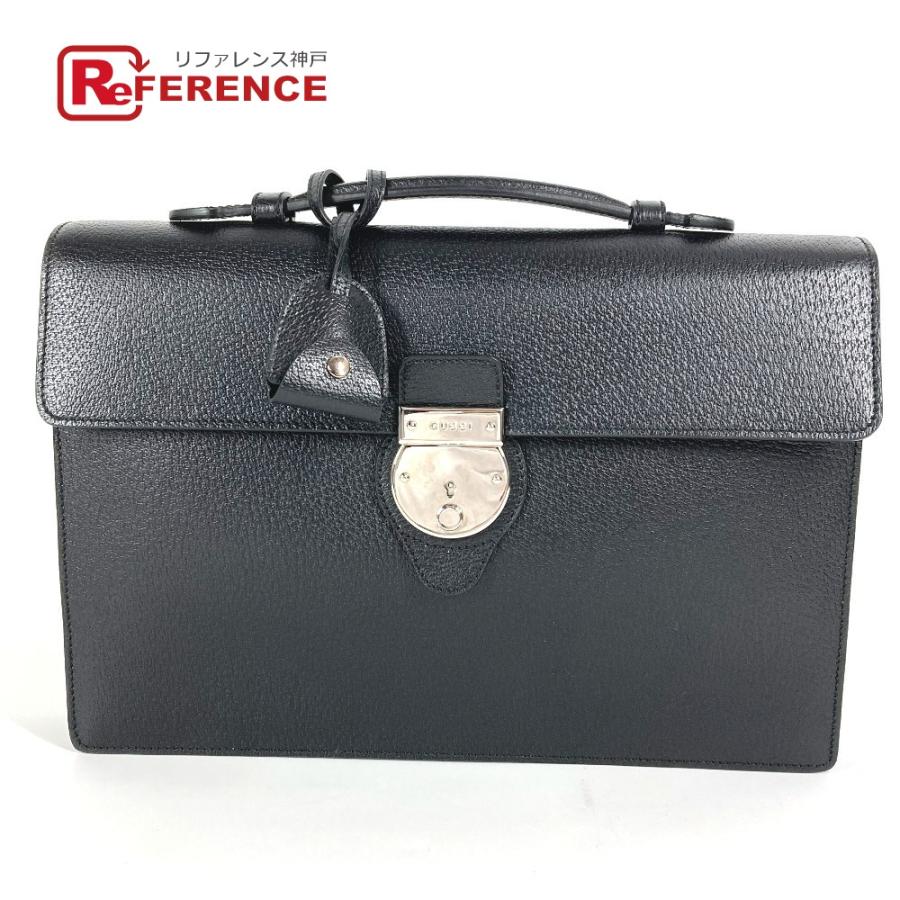 GUCCI グッチ 295256 ロゴ ビジネスバッグ カバン ブリーフケース ハンドバッグ ブラック メンズ【中古】 | GUCCI
