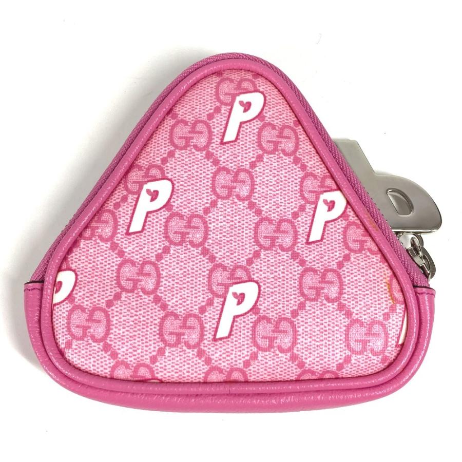 未使用 GUCCI グッチ 723144 ロゴ 財布 小銭入れ ラウンドファスナー コインケース  Palace パレス GGスプリーム ポーチ ピンク【中古】 | GUCCI | 01