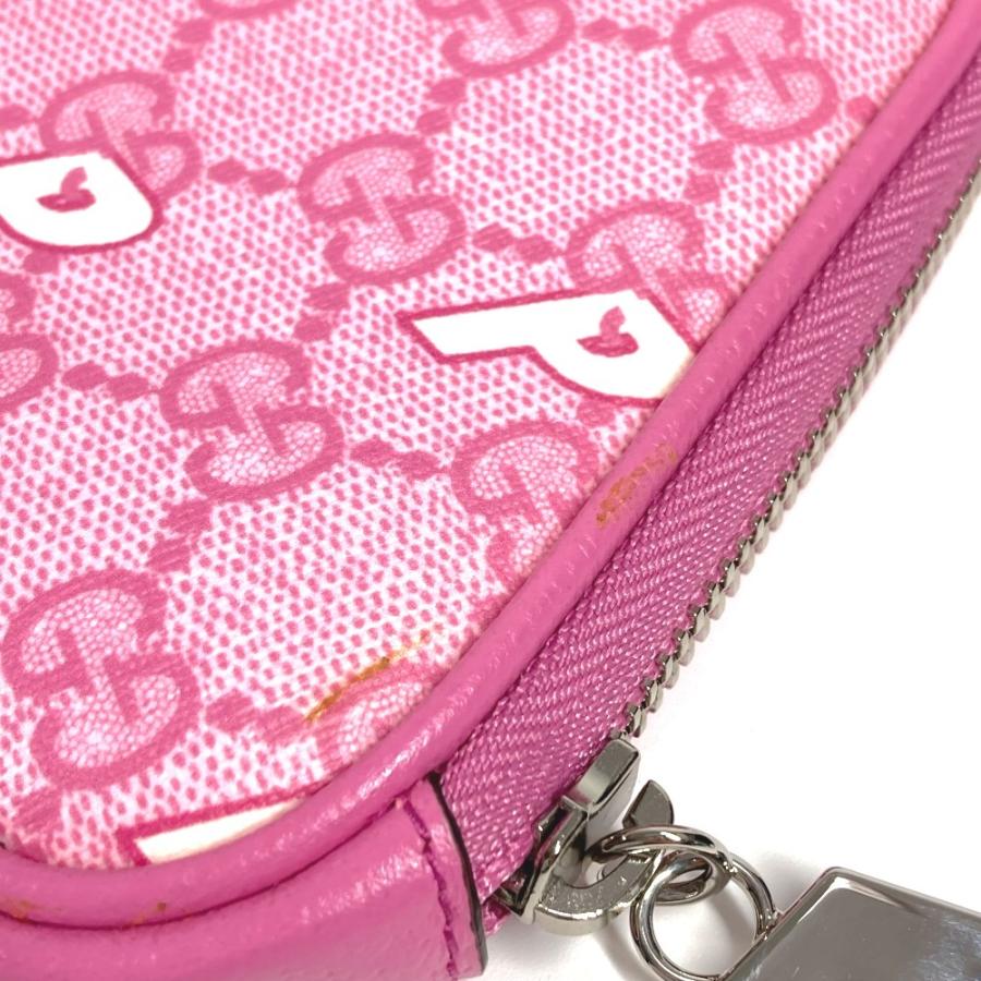 未使用 GUCCI グッチ 723144 ロゴ 財布 小銭入れ ラウンドファスナー コインケース  Palace パレス GGスプリーム ポーチ ピンク【中古】 | GUCCI | 06