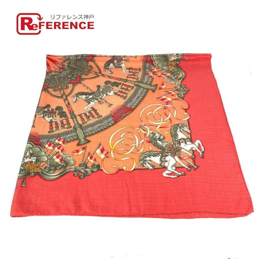 HERMES エルメス カレジェアン 140 カレジェアン140 大判 ショール ストール  LUNA PARK 遊園地 スカーフ オレンジ レディース【中古】 | HERMES