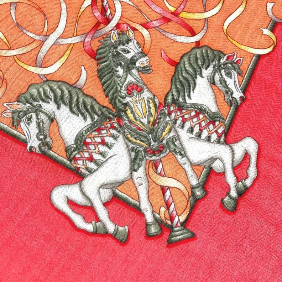 HERMES エルメス カレジェアン 140 カレジェアン140 大判 ショール ストール  LUNA PARK 遊園地 スカーフ オレンジ レディース【中古】 | HERMES | 06