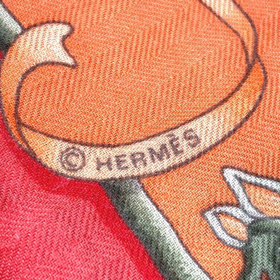 HERMES エルメス カレジェアン 140 カレジェアン140 大判 ショール ストール  LUNA PARK 遊園地 スカーフ オレンジ レディース【中古】 | HERMES | 07