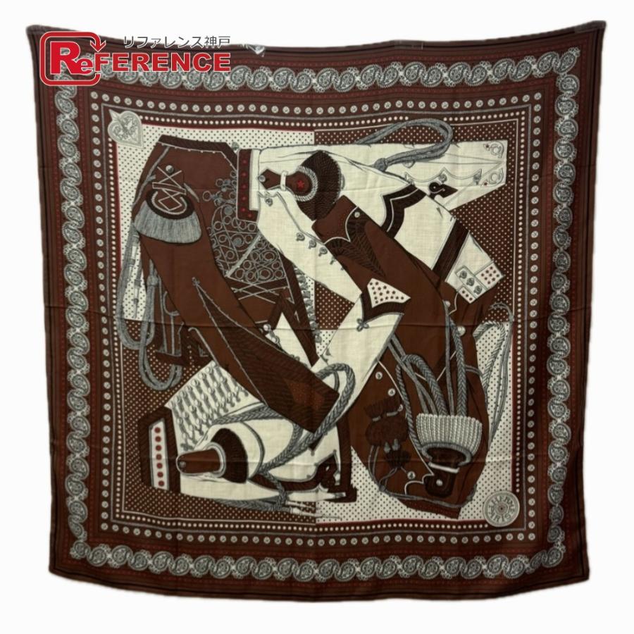 未使用 HERMES エルメス カレジェアン 140 大判 ショール ストール  Zouaves et Dragons ズアヴとドラゴン スカーフ ブラウン【中古】 | HERMES
