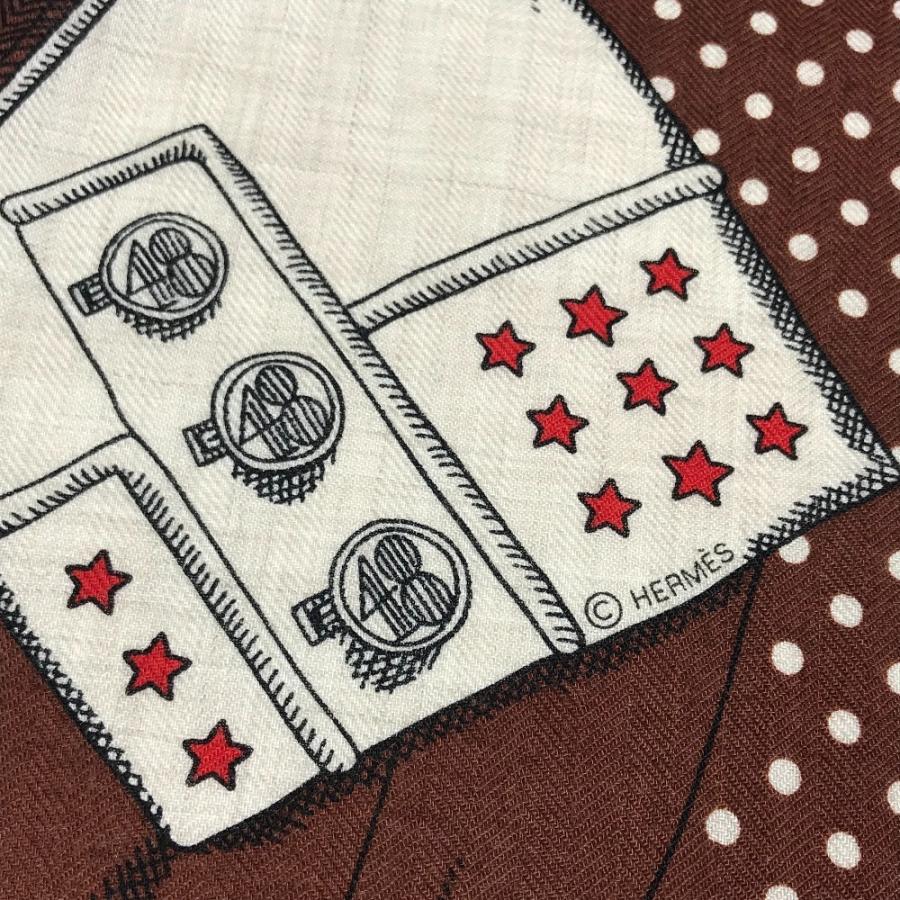 未使用 HERMES エルメス カレジェアン 140 大判 ショール ストール  Zouaves et Dragons ズアヴとドラゴン スカーフ ブラウン【中古】 | HERMES | 04