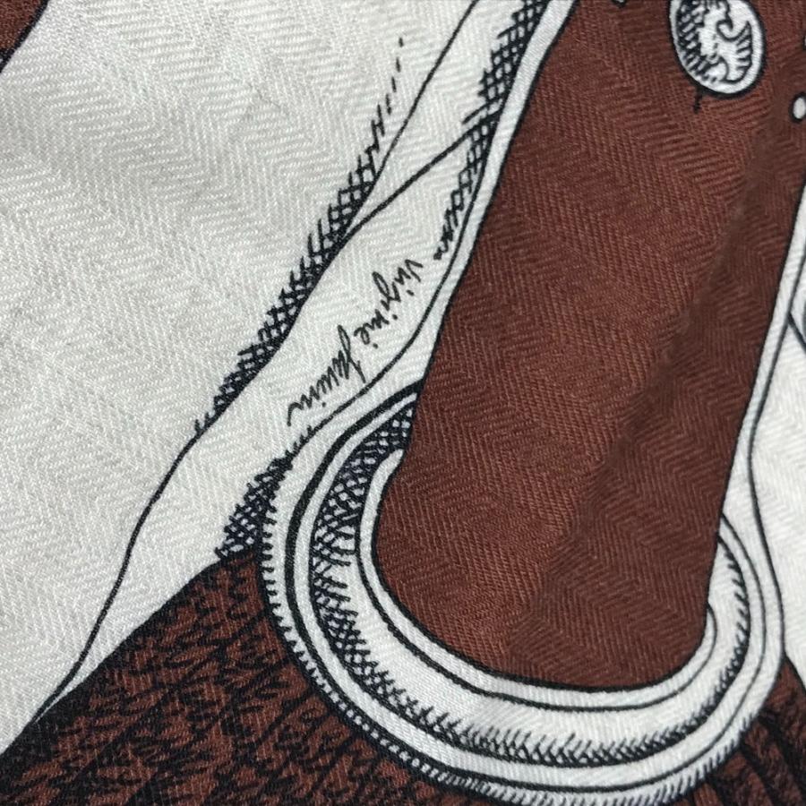 未使用 HERMES エルメス カレジェアン 140 大判 ショール ストール  Zouaves et Dragons ズアヴとドラゴン スカーフ ブラウン【中古】 | HERMES | 06