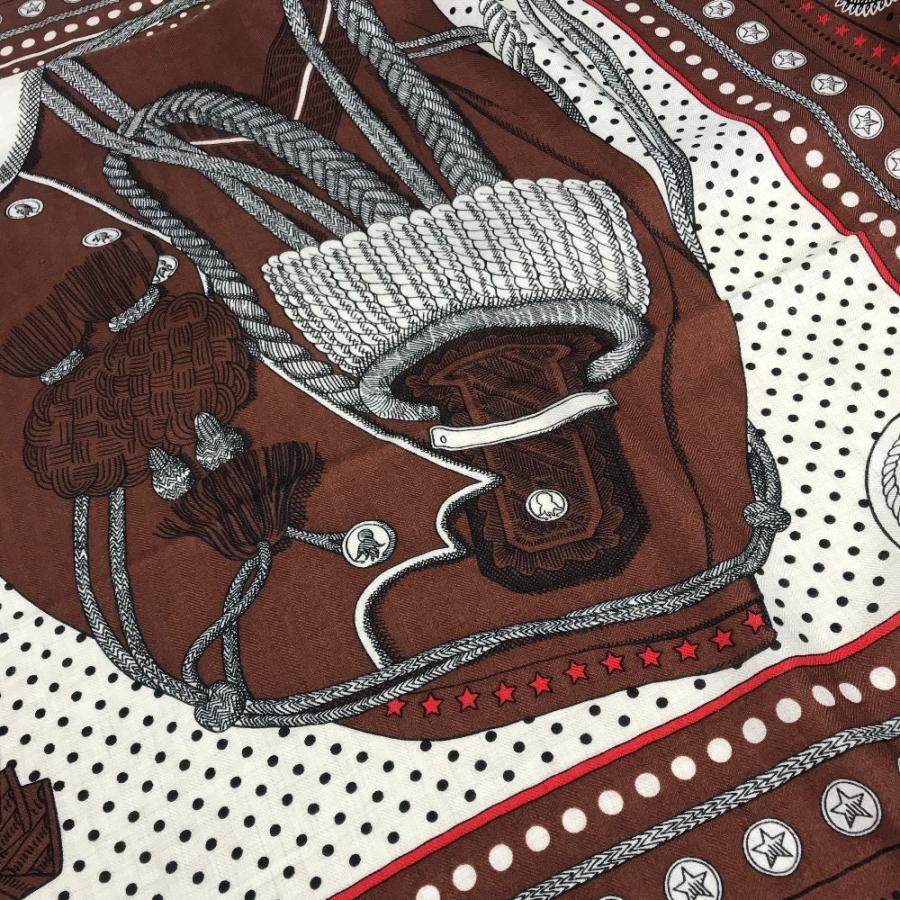 未使用 HERMES エルメス カレジェアン 140 大判 ショール ストール  Zouaves et Dragons ズアヴとドラゴン スカーフ ブラウン【中古】 | HERMES | 08