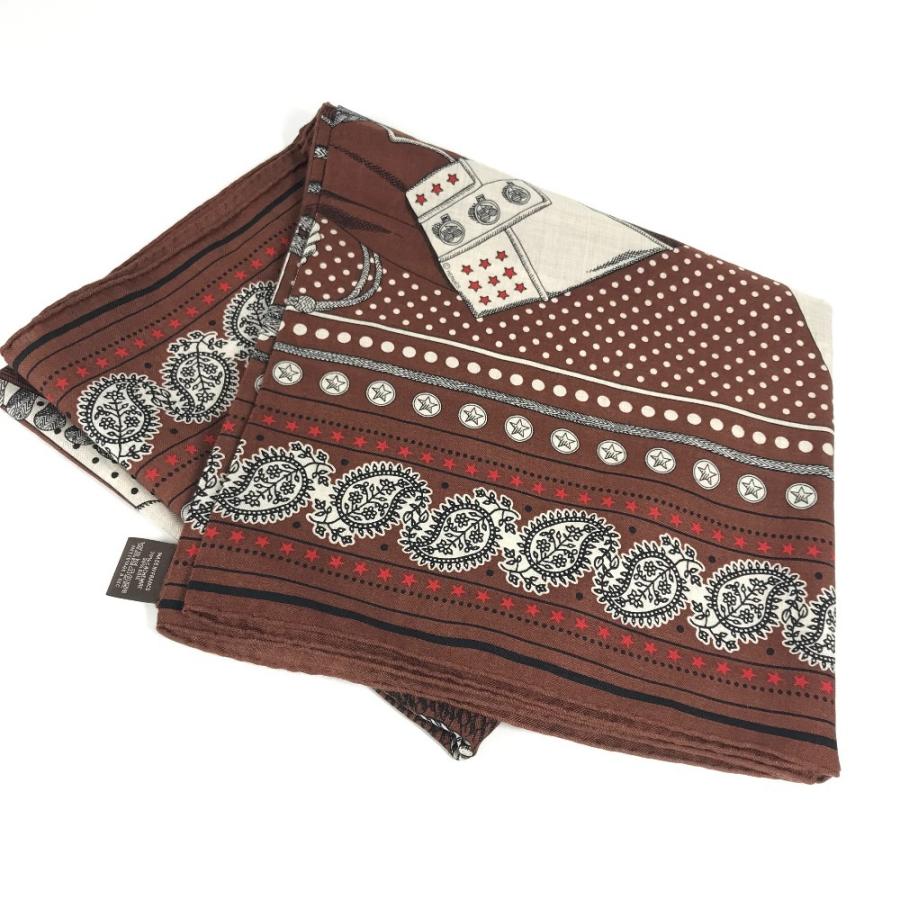 未使用 HERMES エルメス カレジェアン 140 大判 ショール ストール  Zouaves et Dragons ズアヴとドラゴン スカーフ ブラウン【中古】 | HERMES | 09