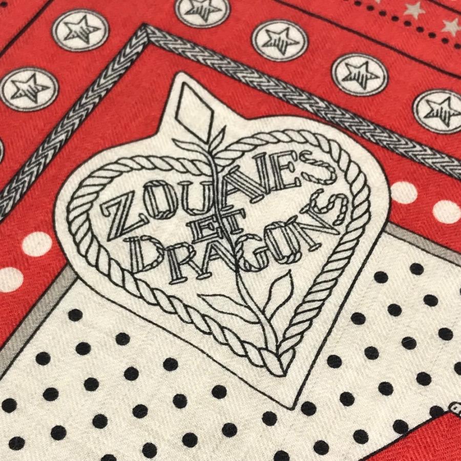 新品同様 HERMES エルメス カレジェアン 140  大判 ショール ストール  Zouaves et Dragons ズアヴとドラゴン スカーフ レッド【中古】 | HERMES | 03