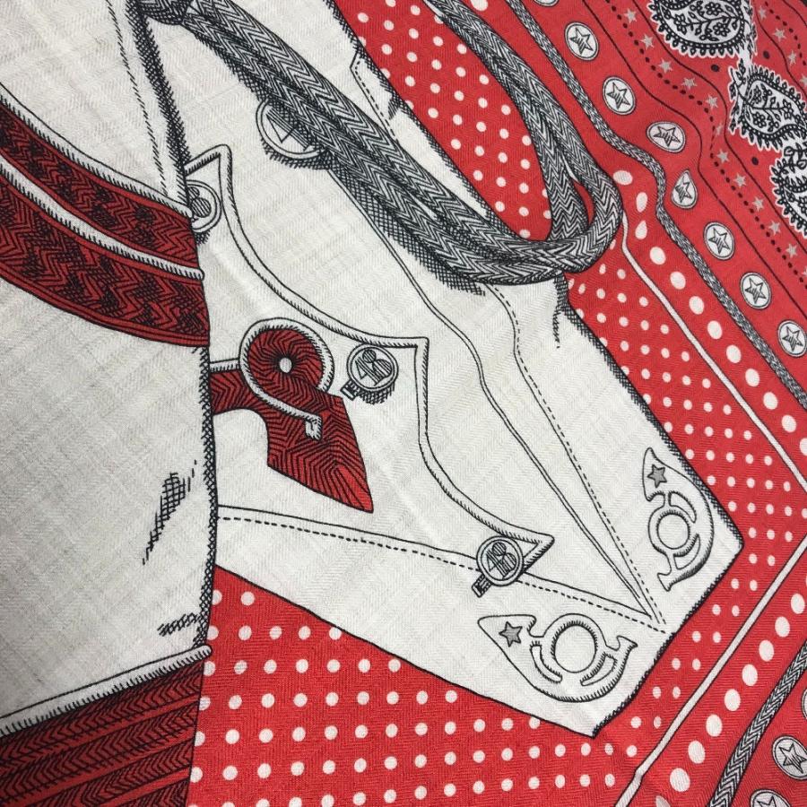 新品同様 HERMES エルメス カレジェアン 140  大判 ショール ストール  Zouaves et Dragons ズアヴとドラゴン スカーフ レッド【中古】 | HERMES | 04