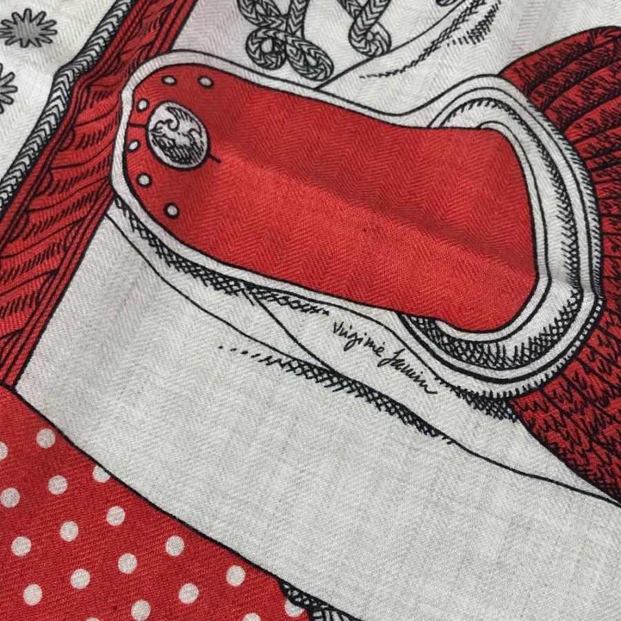 新品同様 HERMES エルメス カレジェアン 140  大判 ショール ストール  Zouaves et Dragons ズアヴとドラゴン スカーフ レッド【中古】 | HERMES | 07