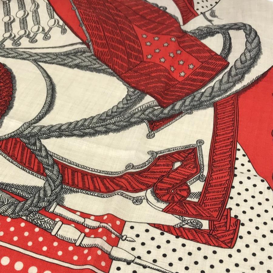 新品同様 HERMES エルメス カレジェアン 140  大判 ショール ストール  Zouaves et Dragons ズアヴとドラゴン スカーフ レッド【中古】 | HERMES | 08