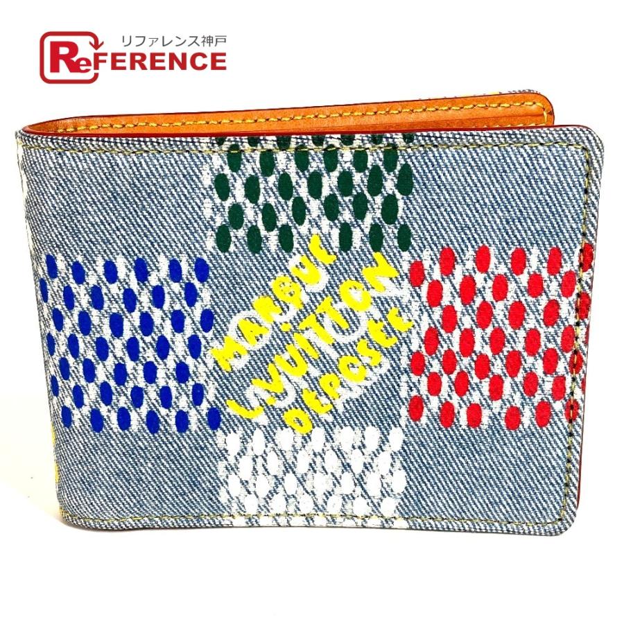 未使用 LOUIS VUITTON ルイヴィトン N00186 ポルトフォイユミュルティプ 札入れ LV バーズ・ダミエ デニム 2つ折り財布 ブルー 【中古】 | LOUIS VUITTON