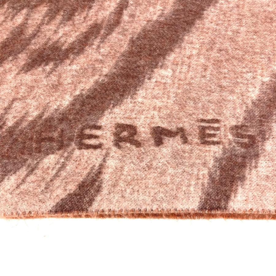 美品 HERMES エルメス 虎 タイガー アニマル フリンジ プレード 毛布 インテリア  ブランケット ブラウン ユニセックス【中古】 | HERMES | 06