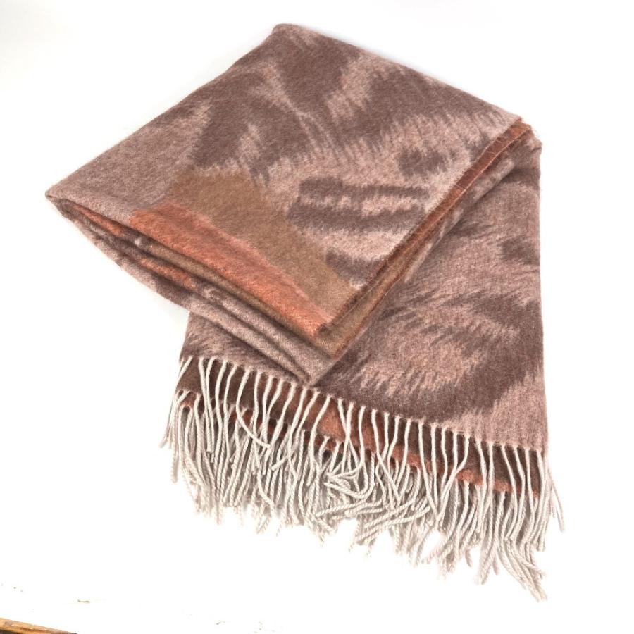 美品 HERMES エルメス 虎 タイガー アニマル フリンジ プレード 毛布 インテリア  ブランケット ブラウン ユニセックス【中古】 | HERMES | 09