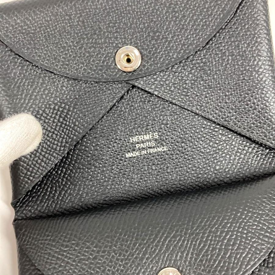 未使用 HERMES エルメス カルヴィデュオ カードケース 小銭入れ  財布 名刺入れ パスケース 2つ折り コインケース ブラック【中古】 | HERMES | 07