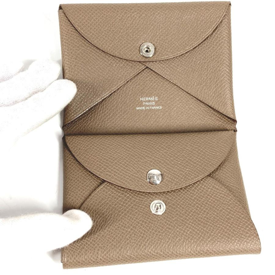 未使用 HERMES エルメス カルヴィデュオ カルヴィ デュオ カードケース 小銭入れ  財布 パスケース コインケース エトゥープ【中古】 | HERMES | 06