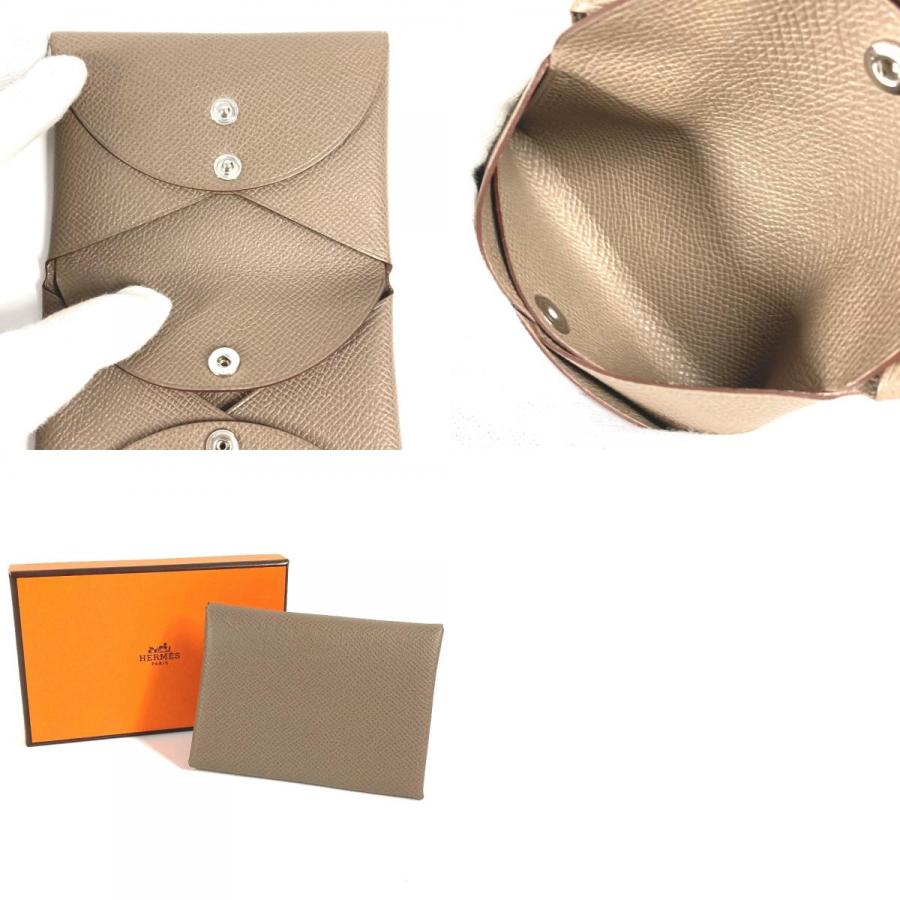 未使用 HERMES エルメス カルヴィデュオ カルヴィ デュオ カードケース 小銭入れ  財布 パスケース コインケース エトゥープ【中古】 | HERMES | 09