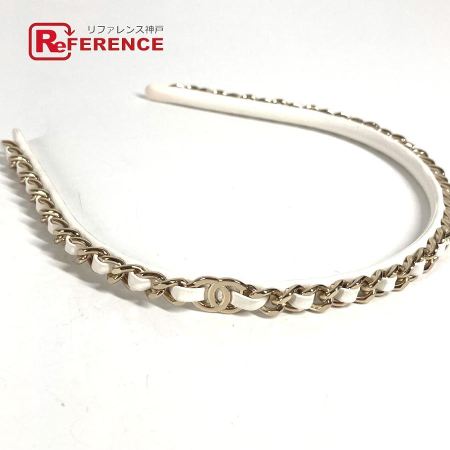 CHANEL シャネル チェーン CC ココマーク ヘアアクセサリー ヘッドバンド ヘアバンド 22S カチューシャ ホワイト レディース【中古】 | CHANEL