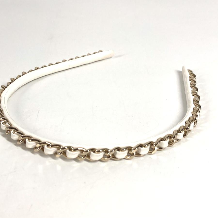 CHANEL シャネル チェーン CC ココマーク ヘアアクセサリー ヘッドバンド ヘアバンド 22S カチューシャ ホワイト レディース【中古】 | CHANEL | 01