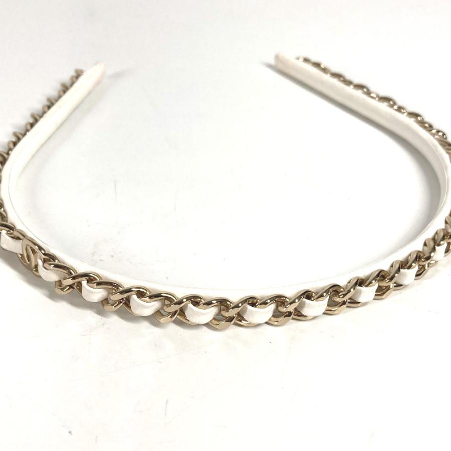 CHANEL シャネル チェーン CC ココマーク ヘアアクセサリー ヘッドバンド ヘアバンド 22S カチューシャ ホワイト レディース【中古】 | CHANEL | 03