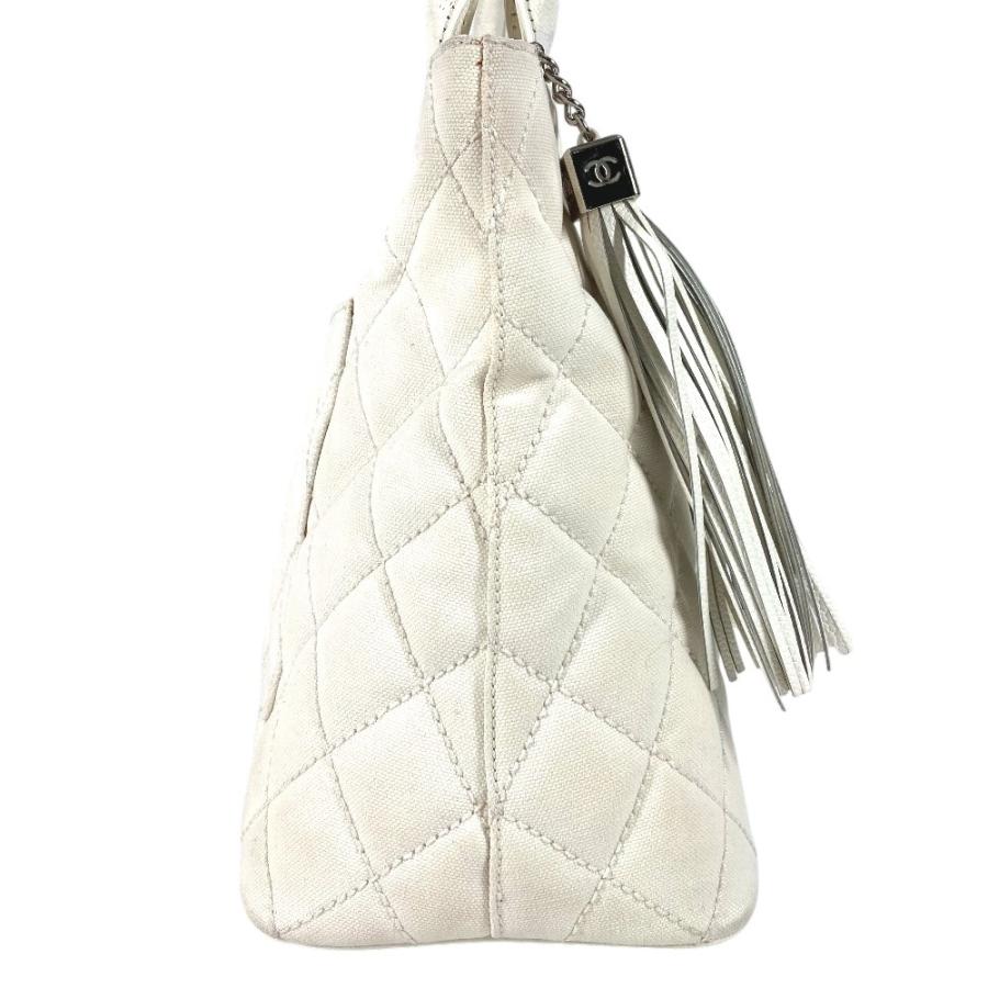 CHANEL シャネル 復刻トート フリンジ タッセル トートバッグ CC  ロゴ キルティング マトラッセ ショルダーバッグ ホワイト【中古】 | CHANEL | 03