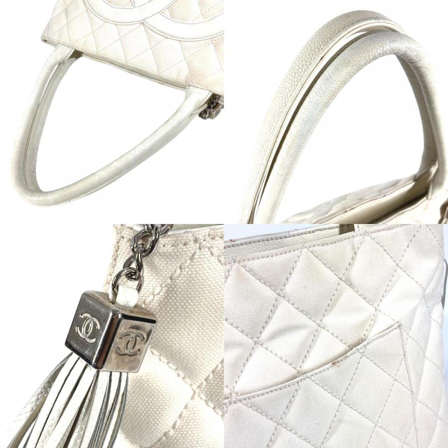 CHANEL シャネル 復刻トート フリンジ タッセル トートバッグ CC  ロゴ キルティング マトラッセ ショルダーバッグ ホワイト【中古】 | CHANEL | 07