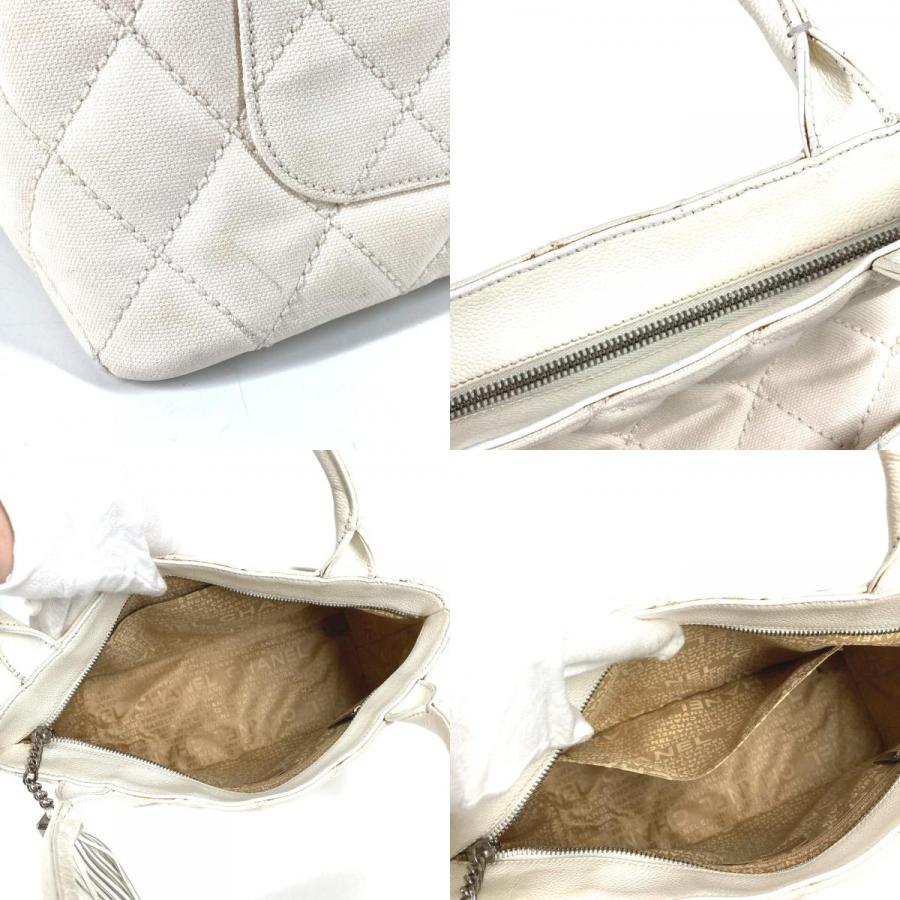 CHANEL シャネル 復刻トート フリンジ タッセル トートバッグ CC  ロゴ キルティング マトラッセ ショルダーバッグ ホワイト【中古】 | CHANEL | 08