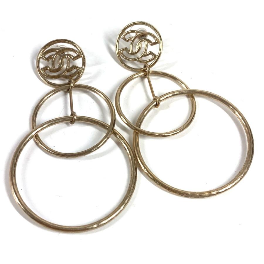 CHANEL シャネル CC ココマーク ロゴ サークル 3連  アクセサリー ジュエリー B17 ピアス ゴールド レディース【中古】 | CHANEL | 02