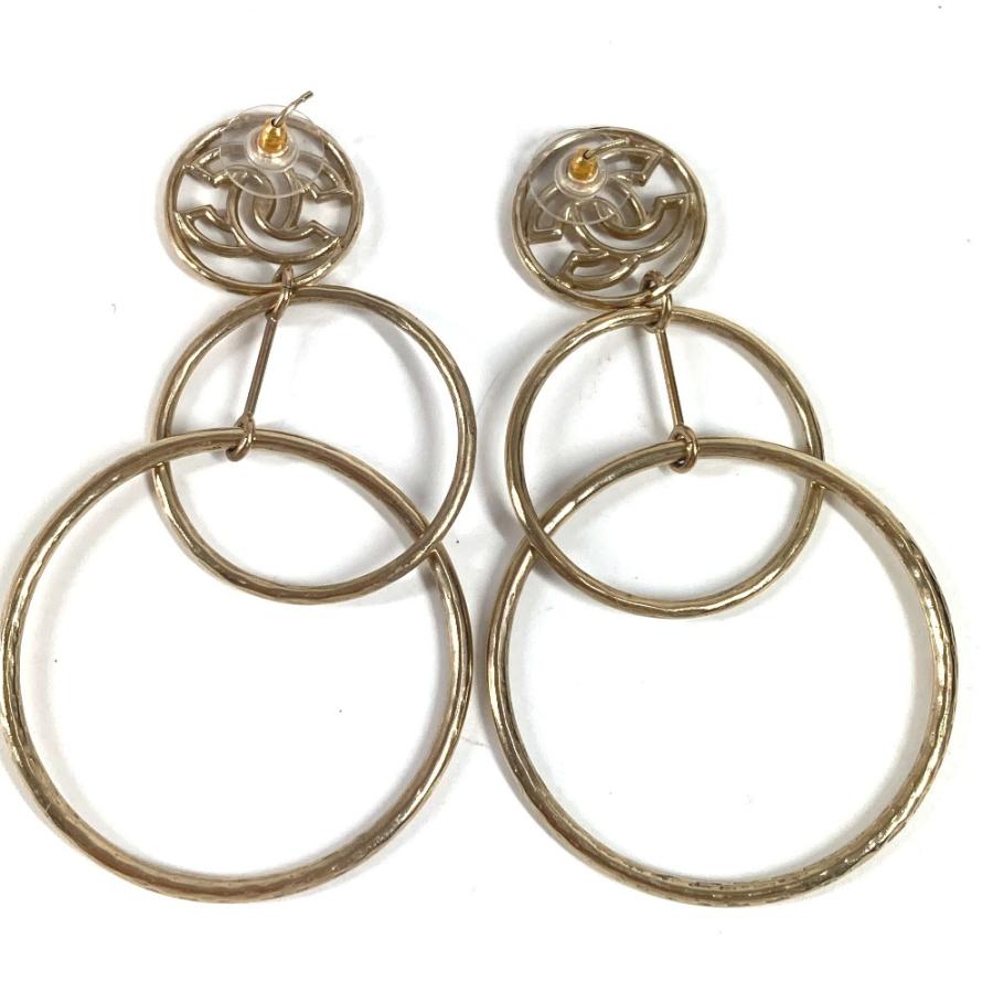 CHANEL シャネル CC ココマーク ロゴ サークル 3連  アクセサリー ジュエリー B17 ピアス ゴールド レディース【中古】 | CHANEL | 03