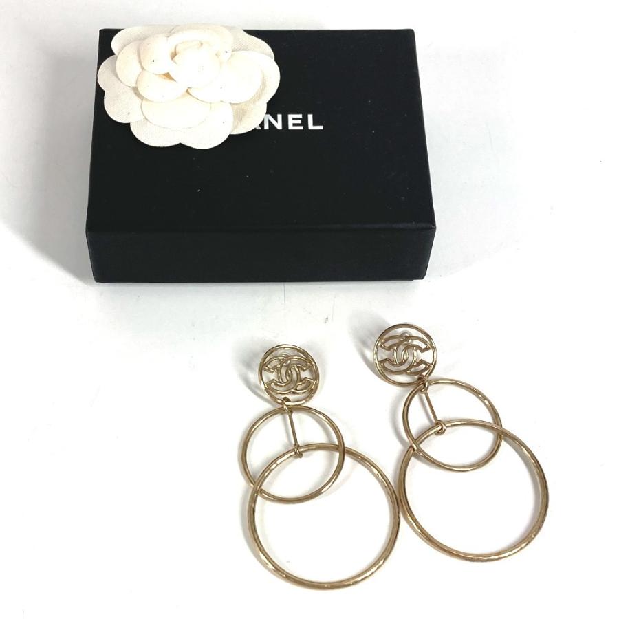 CHANEL シャネル CC ココマーク ロゴ サークル 3連  アクセサリー ジュエリー B17 ピアス ゴールド レディース【中古】 | CHANEL | 07