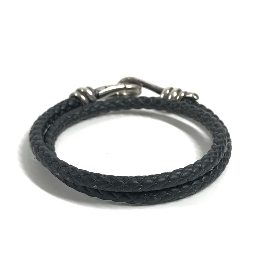 TIFFANY&Co. ティファニー ノットダブルレイドラップ  アクセサリー 2重ブレス  編込みレザー ブレスレット ダークグレー系【中古】 | TIFFANY&Co. | 03