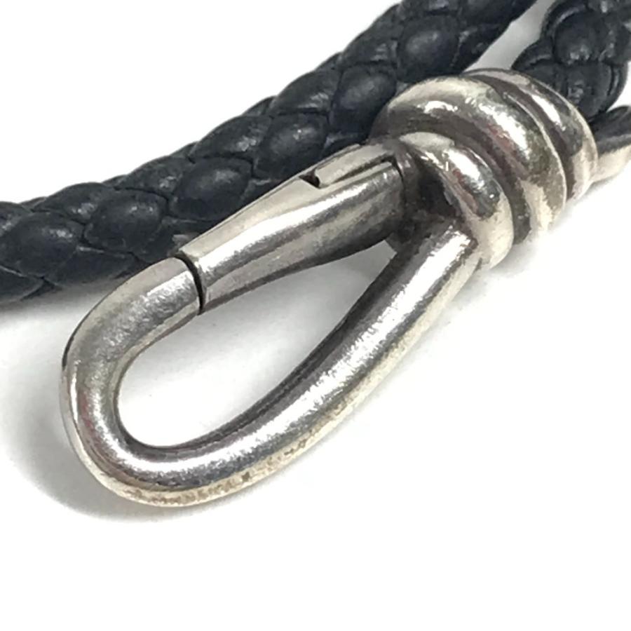 TIFFANY&Co. ティファニー ノットダブルレイドラップ  アクセサリー 2重ブレス  編込みレザー ブレスレット ダークグレー系【中古】 | TIFFANY&Co. | 07