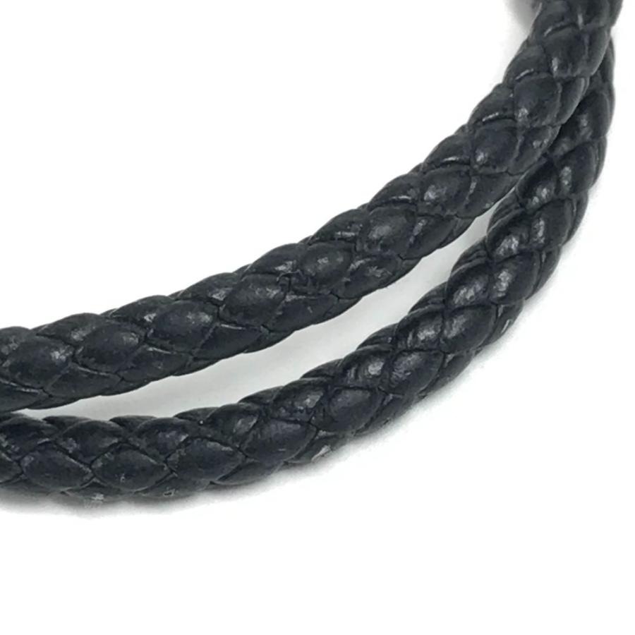 TIFFANY&Co. ティファニー ノットダブルレイドラップ  アクセサリー 2重ブレス  編込みレザー ブレスレット ダークグレー系【中古】 | TIFFANY&Co. | 08