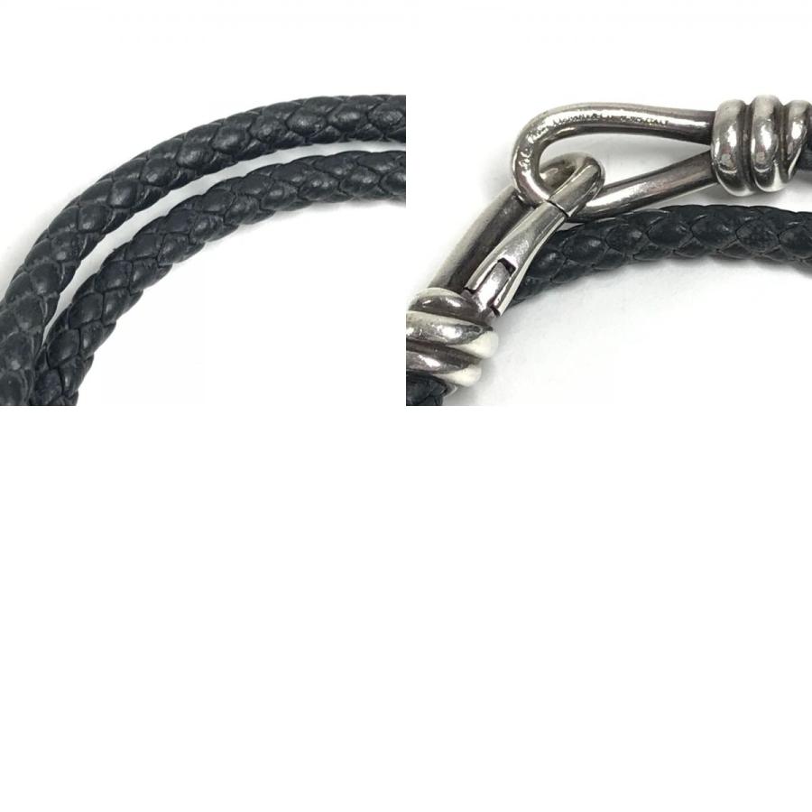 TIFFANY&Co. ティファニー ノットダブルレイドラップ  アクセサリー 2重ブレス  編込みレザー ブレスレット ダークグレー系【中古】 | TIFFANY&Co. | 09