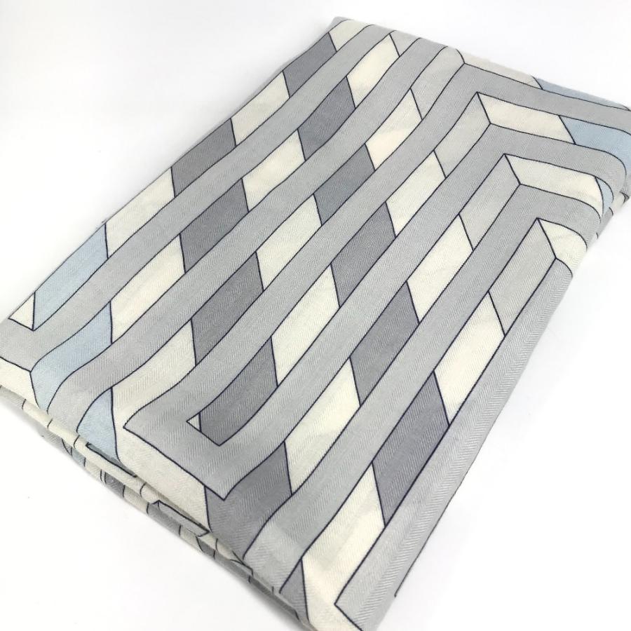 HERMES エルメス カレジェアン 140 カレジェアン140 ショール ストール 大判 アリアドネの糸 LE FIL D'ARIANE スカーフ グレー系【中古】 | HERMES | 01